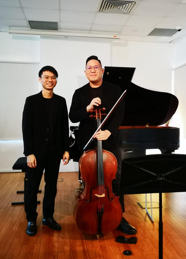 NAFA Scholars Give Back Series performing Aspectabund by Jonelle Lim, with Jun Sian (Cello)
